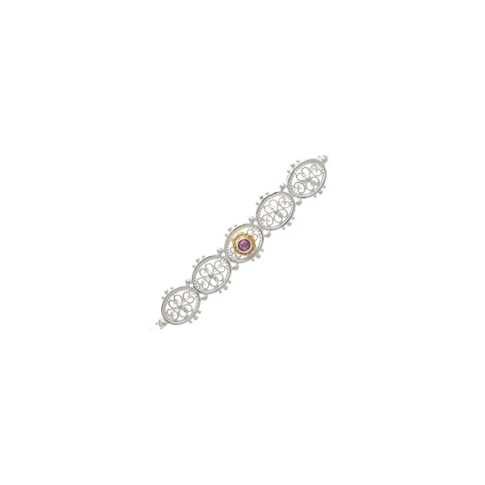 Brosche 925 Silber Trachtenschmuck Zirkonia pink