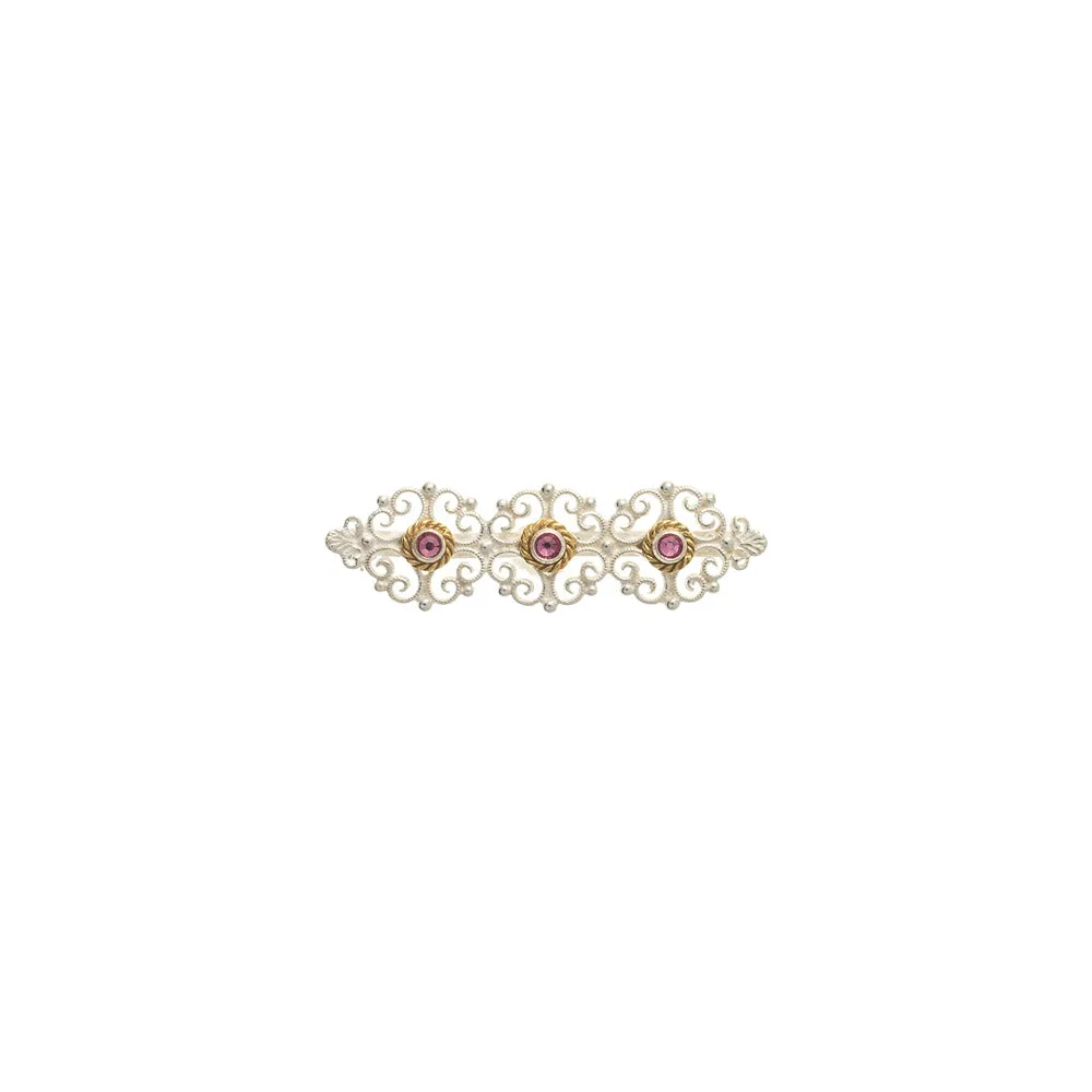 Brosche 925 Silber Trachtenschmuck Zirkonia pink