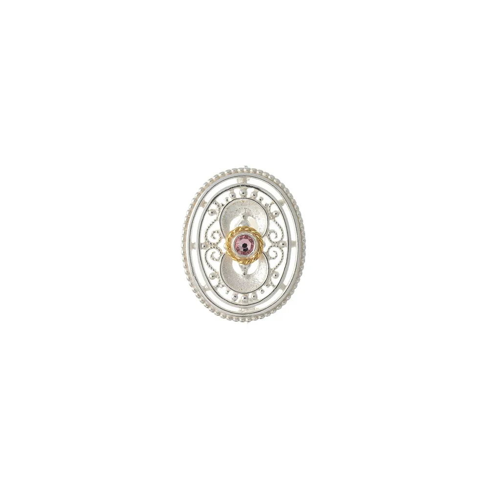 Brosche 925 Silber Trachtenschmuck Zirkonia pink
