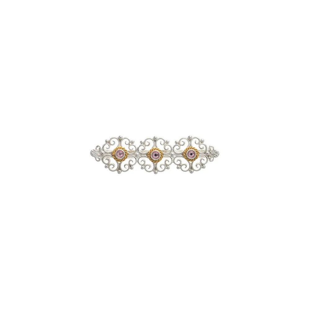 Brosche 925 Silber Trachtenschmuck Zirkonia rosa