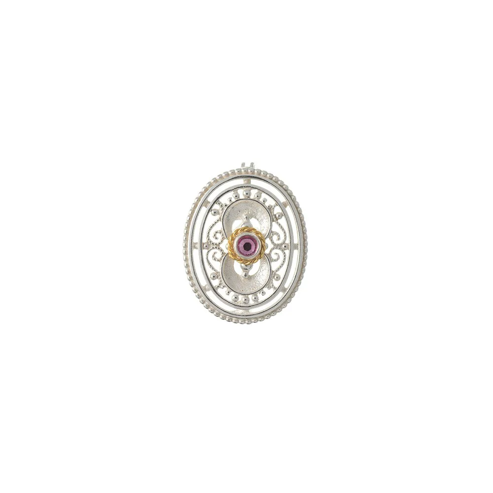 Brosche 925 Silber Trachtenschmuck Zirkonia rosa