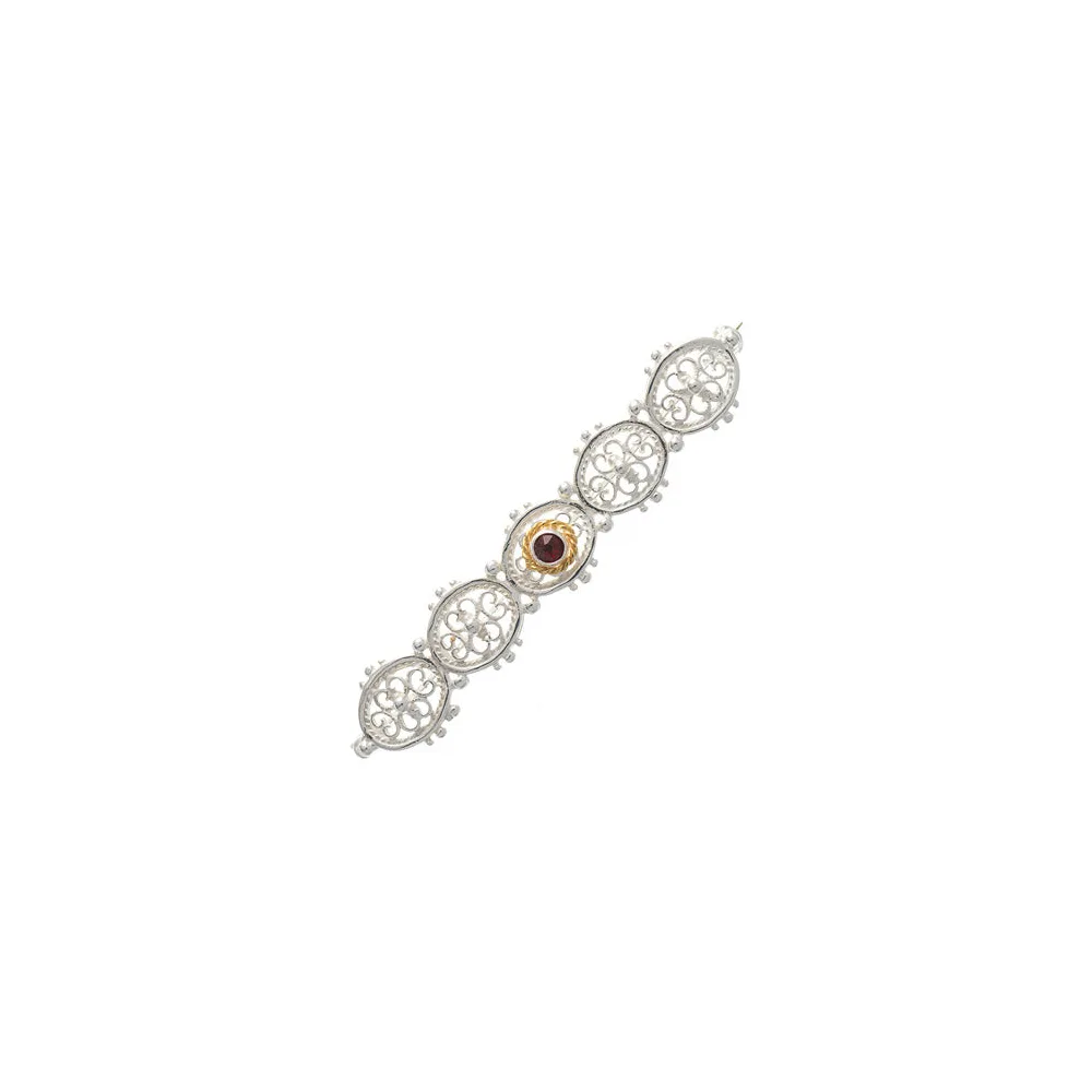 Brosche 925 Silber Trachtenschmuck Zirkonia rot