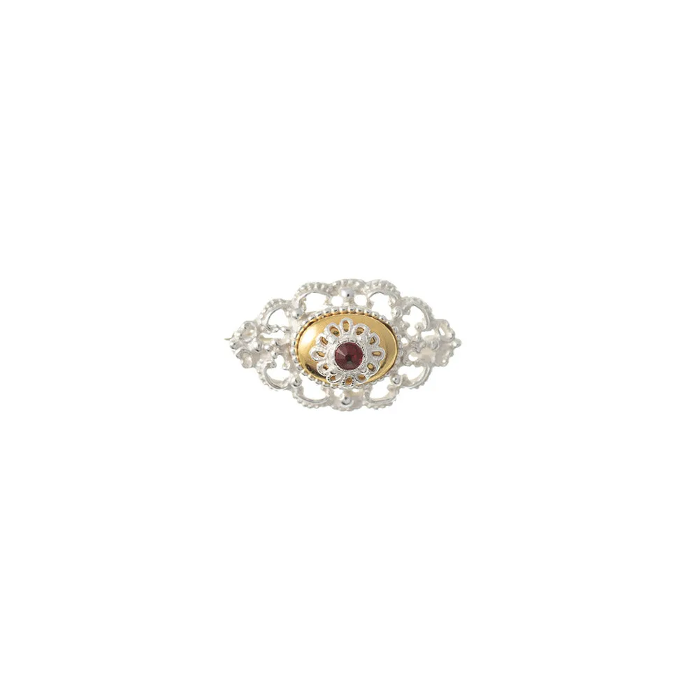 Brosche 925 Silber Trachtenschmuck Zirkonia rot