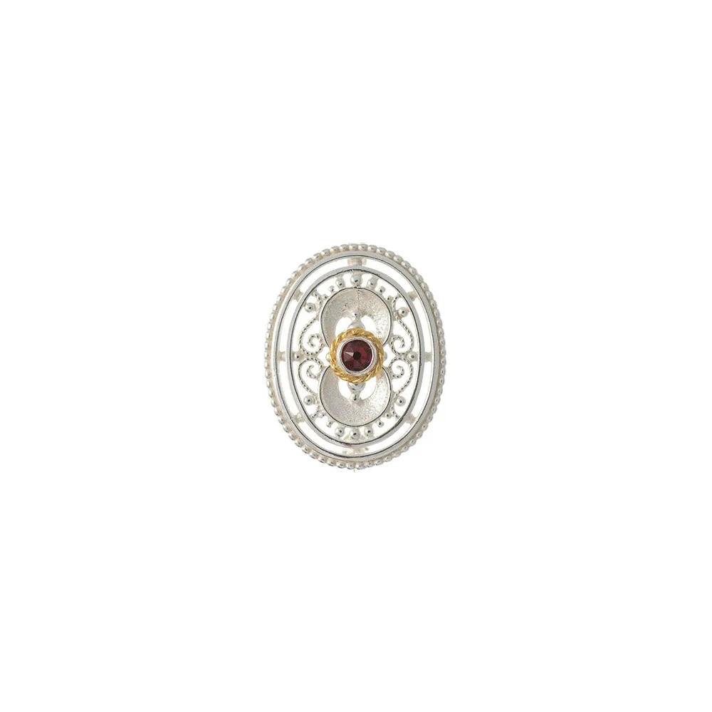 Brosche 925 Silber Trachtenschmuck Zirkonia rot