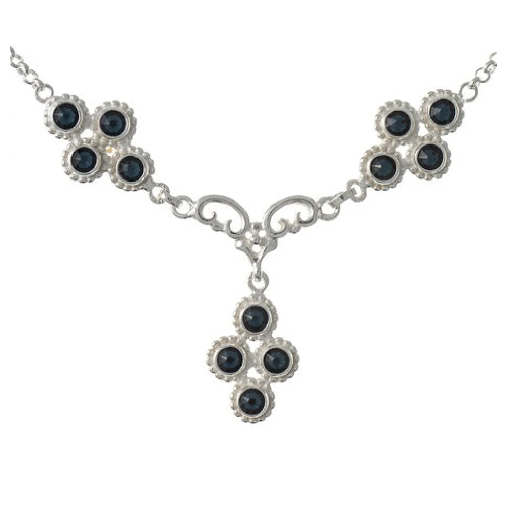 Collier 925 Silber Trachtenschmuck Zirkonia blau