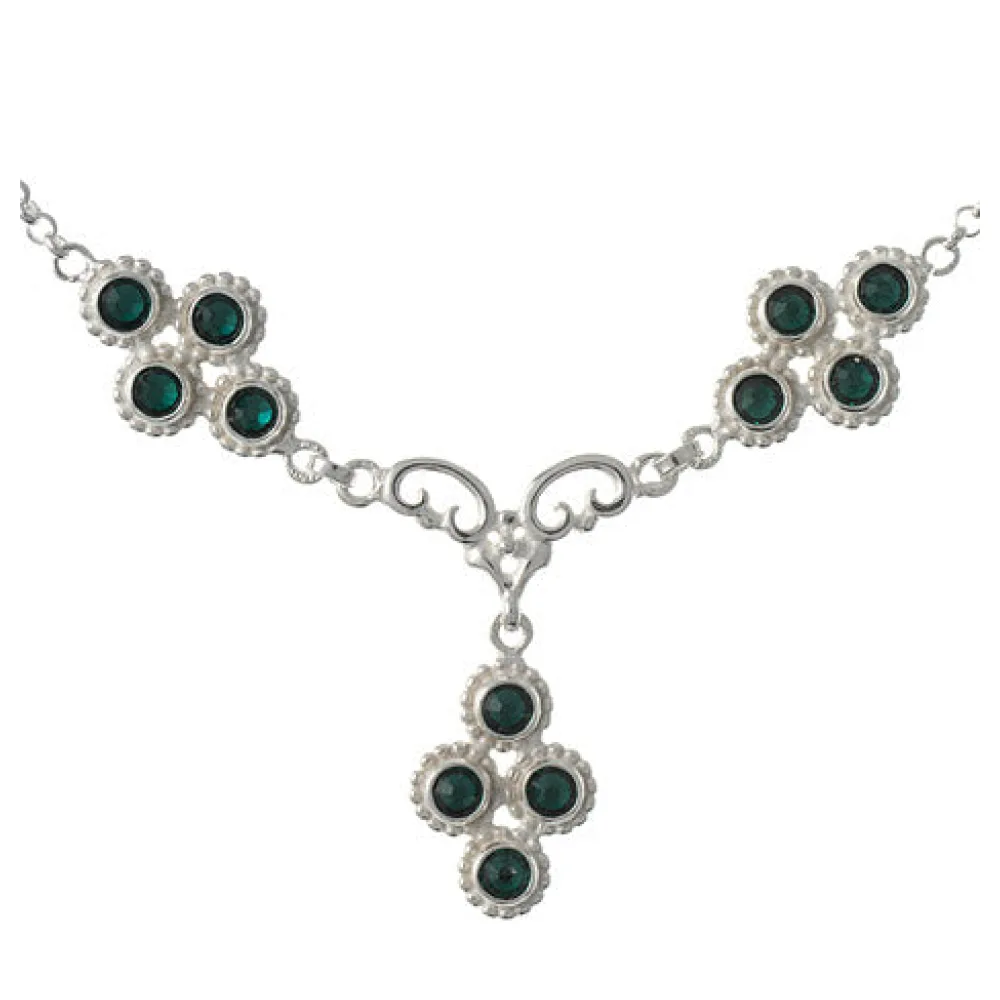 Collier 925 Silber Trachtenschmuck Zirkonia dunkelgrün