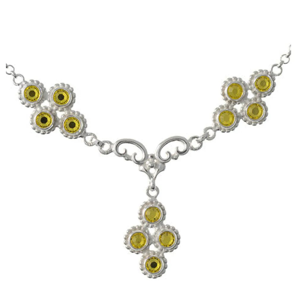 Collier 925 Silber Trachtenschmuck Zirkonia gelb