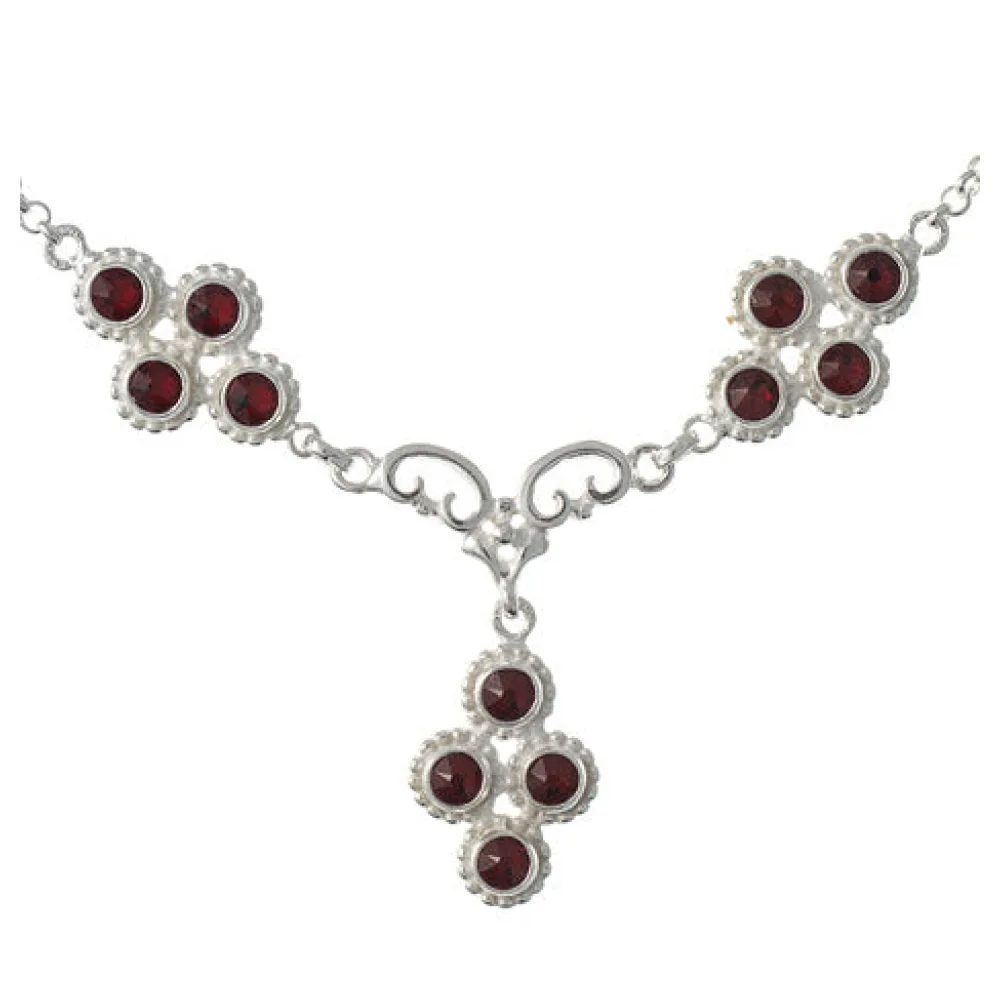 Collier 925 Silber Trachtenschmuck Zirkonia rot