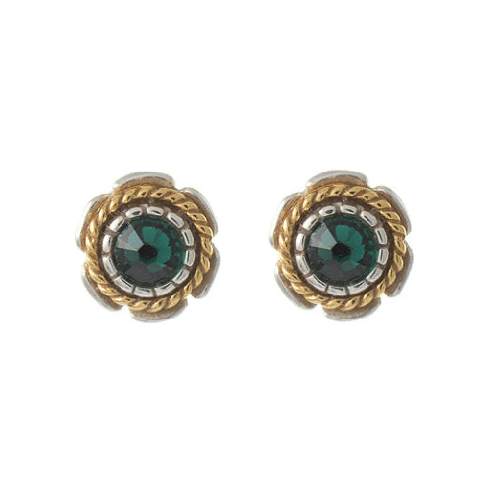 Ohrstecker 925 Silber Trachtenschmuck Zirkonia dunkelgrün