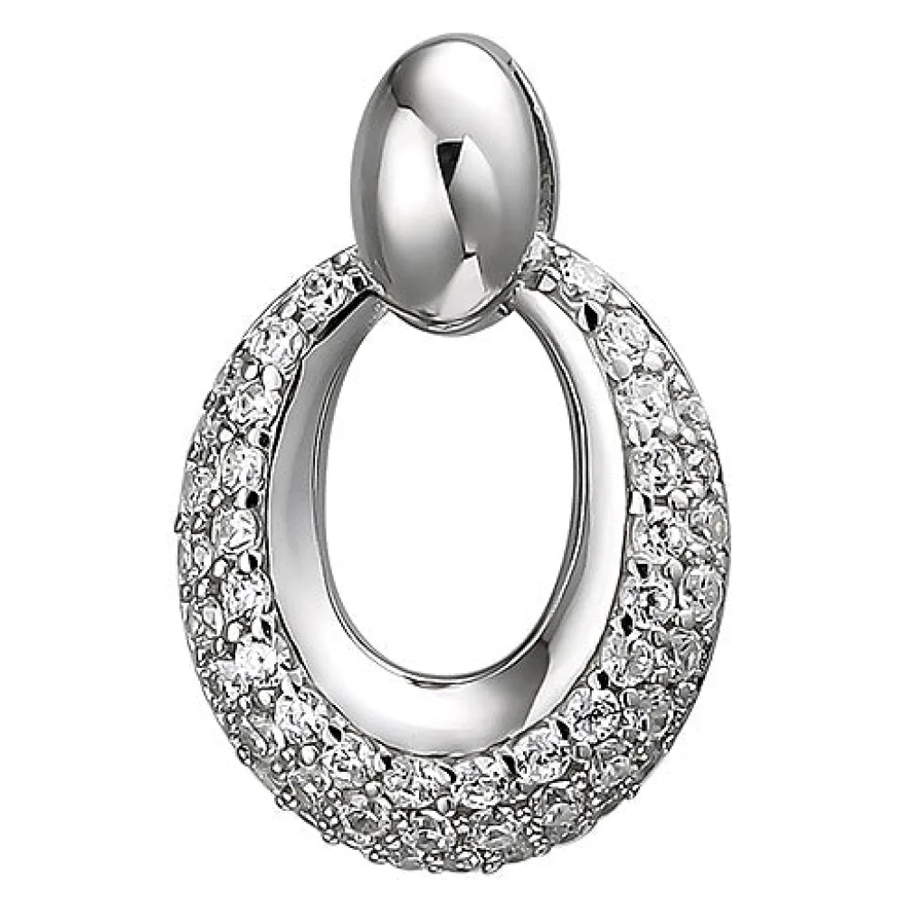 Anhänger oval 925 Sterling Silber 50 Zirkonia Silberanhänger