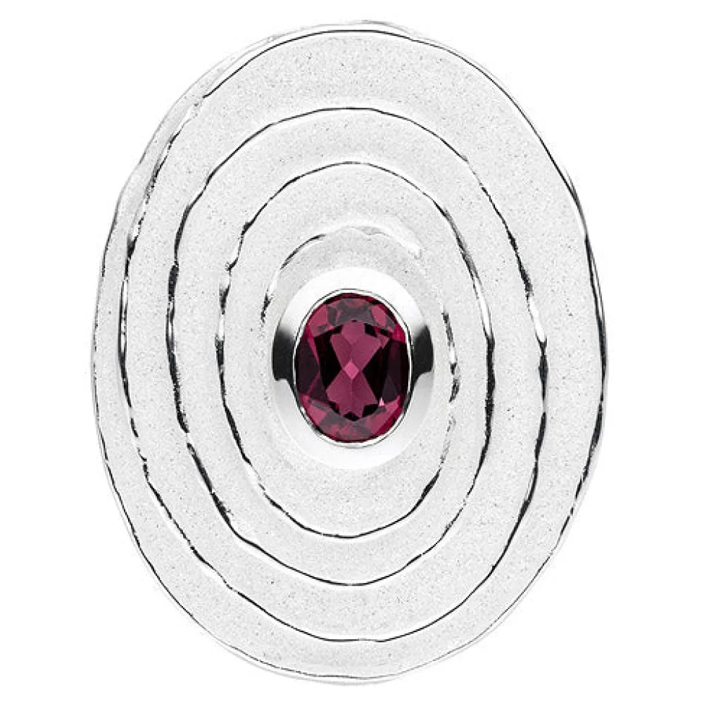 Anhänger oval 925 Sterling Silber matt 1 Rhodolit rot Silberanhänger