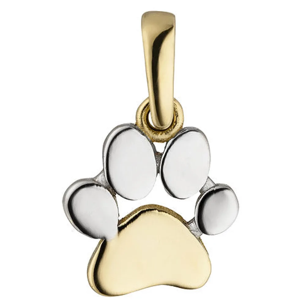 Anhänger Pfote 333 Gold Gelbgold bicolor Goldanhänger