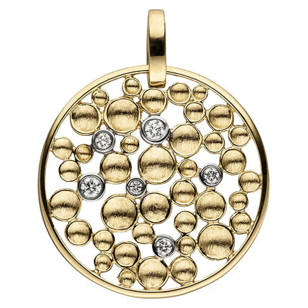Anhänger rund 585 Gold Gelbgold 6 Diamanten Brillanten Diamantanhänger