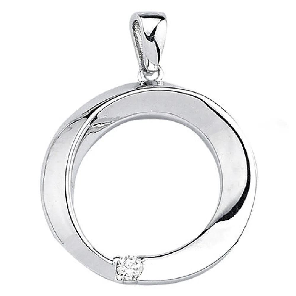 Anhänger rund 925 Sterling Silber 1 Zirkonia Silberanhänger