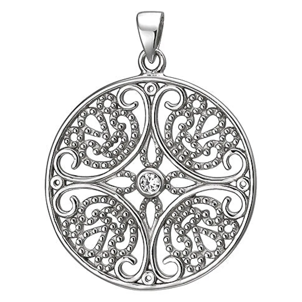 Anhänger rund 925 Sterling Silber 1 Zirkonia Silberanhänger