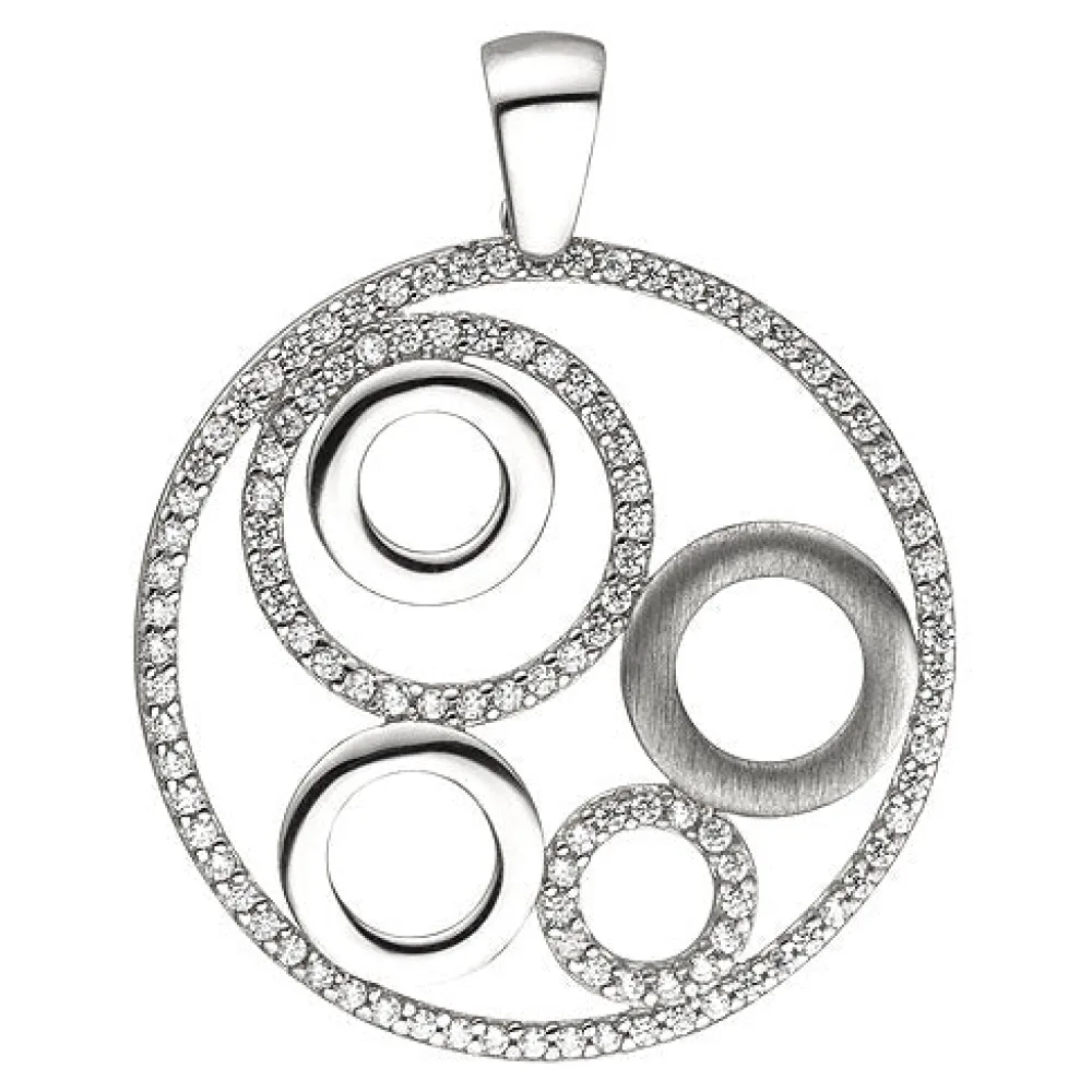 Anhänger rund 925 Sterling Silber 111 Zirkonia Silberanhänger