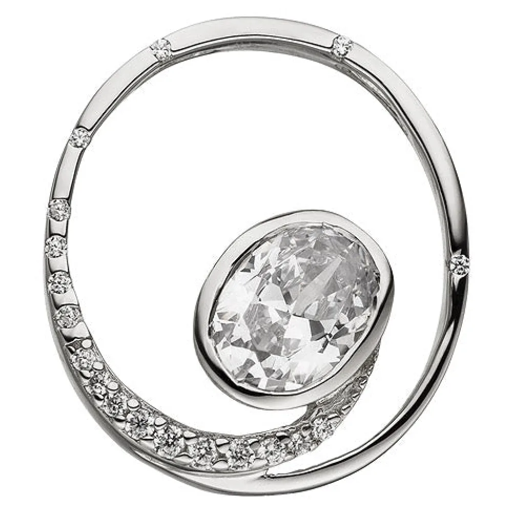 Anhänger Rund 925 Sterling Silber 19 Zirkonia