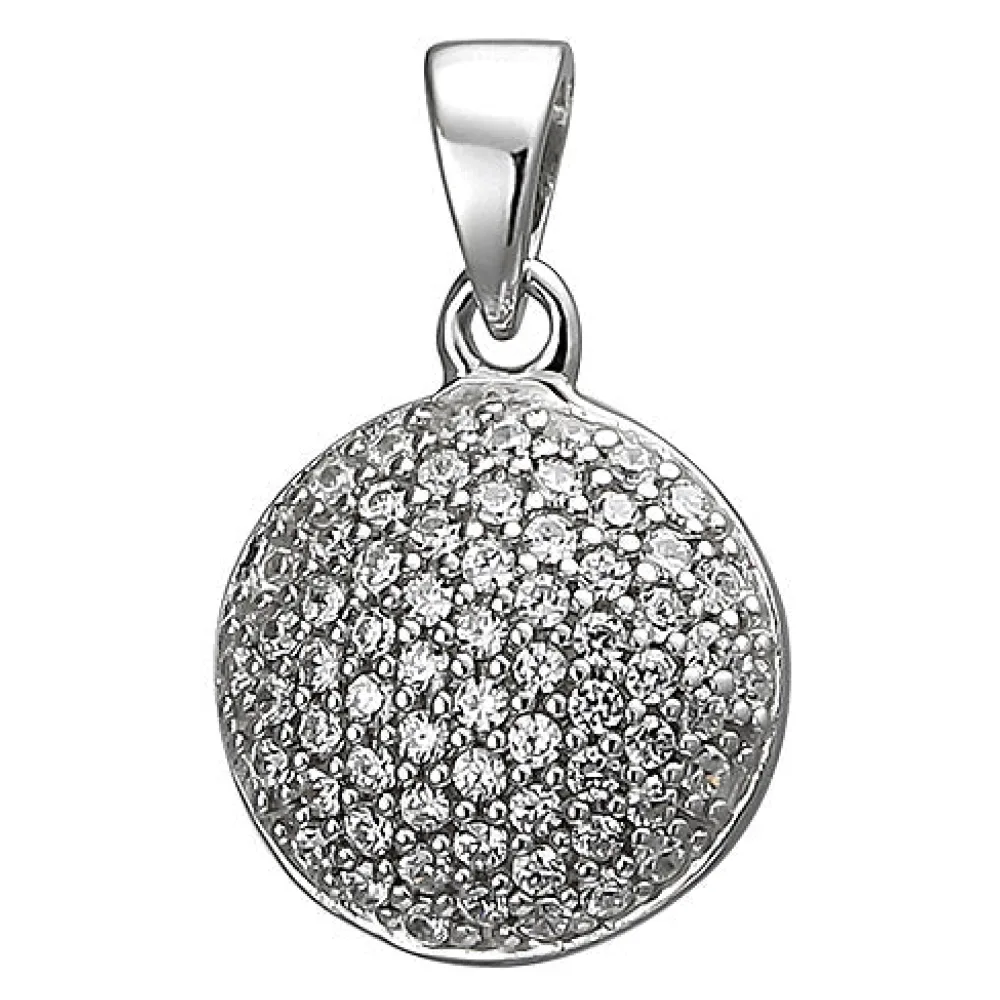 Anhänger rund 925 Sterling Silber 66 Zirkonia Silberanhänger
