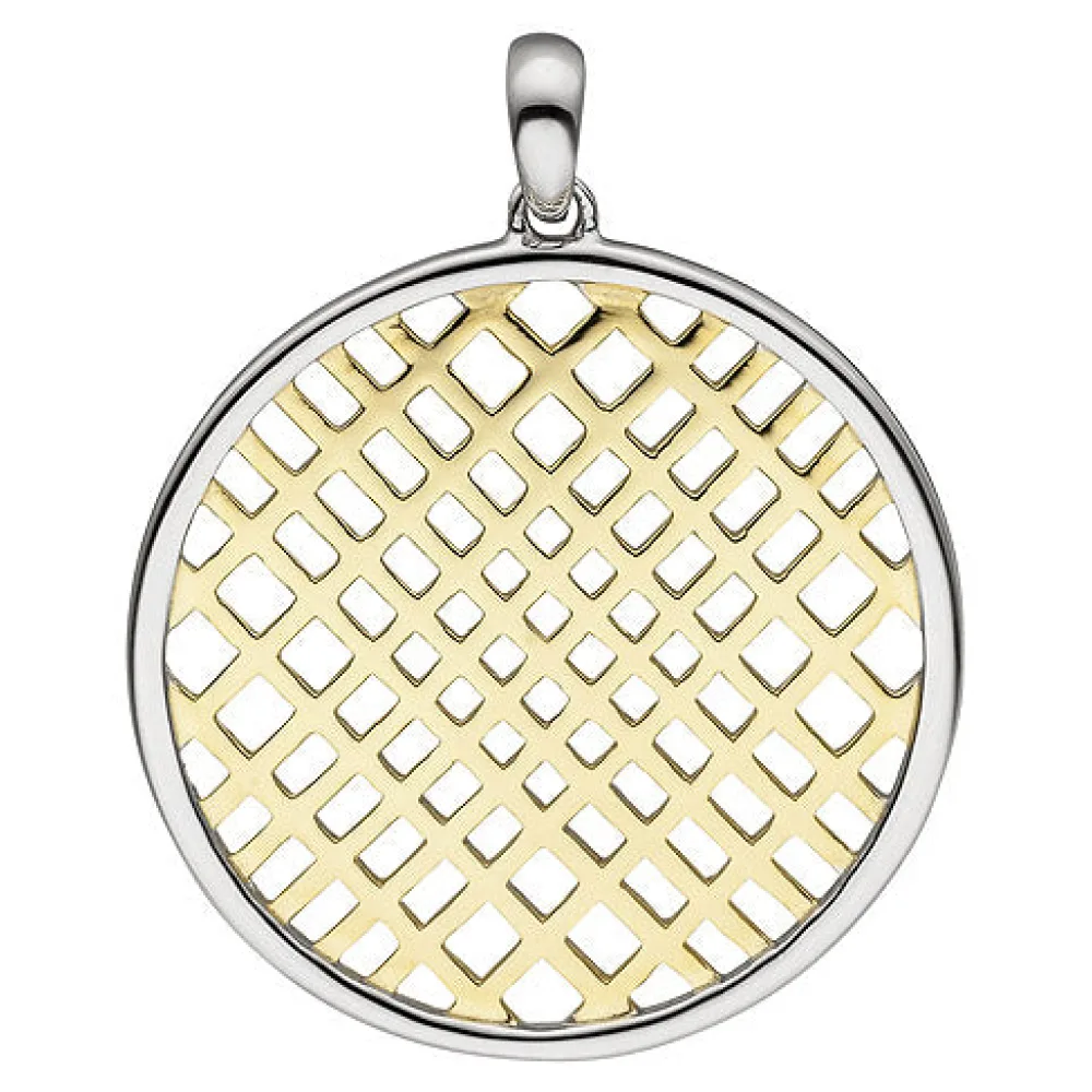Anhänger rund 925 Sterling Silber bicolor vergoldet