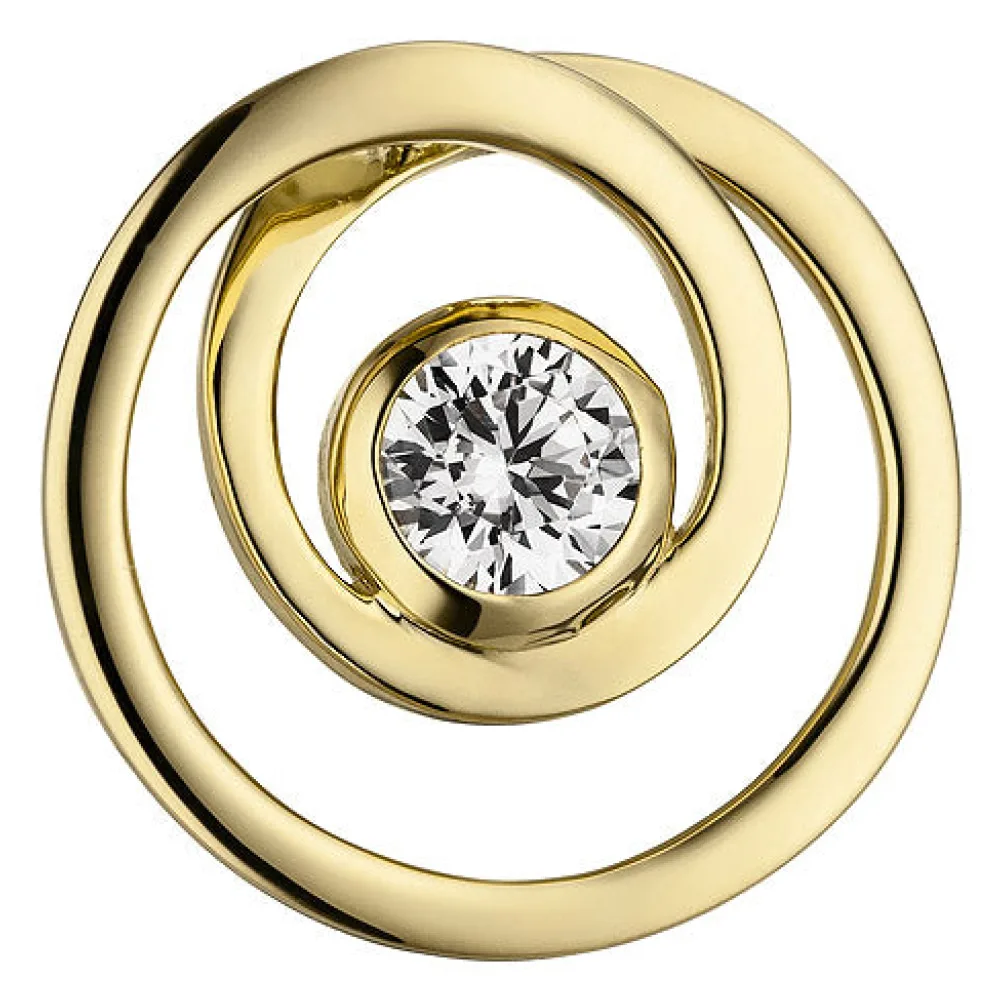 Anhänger rund 925 Sterling Silber gold vergoldet 1 Zirkonia