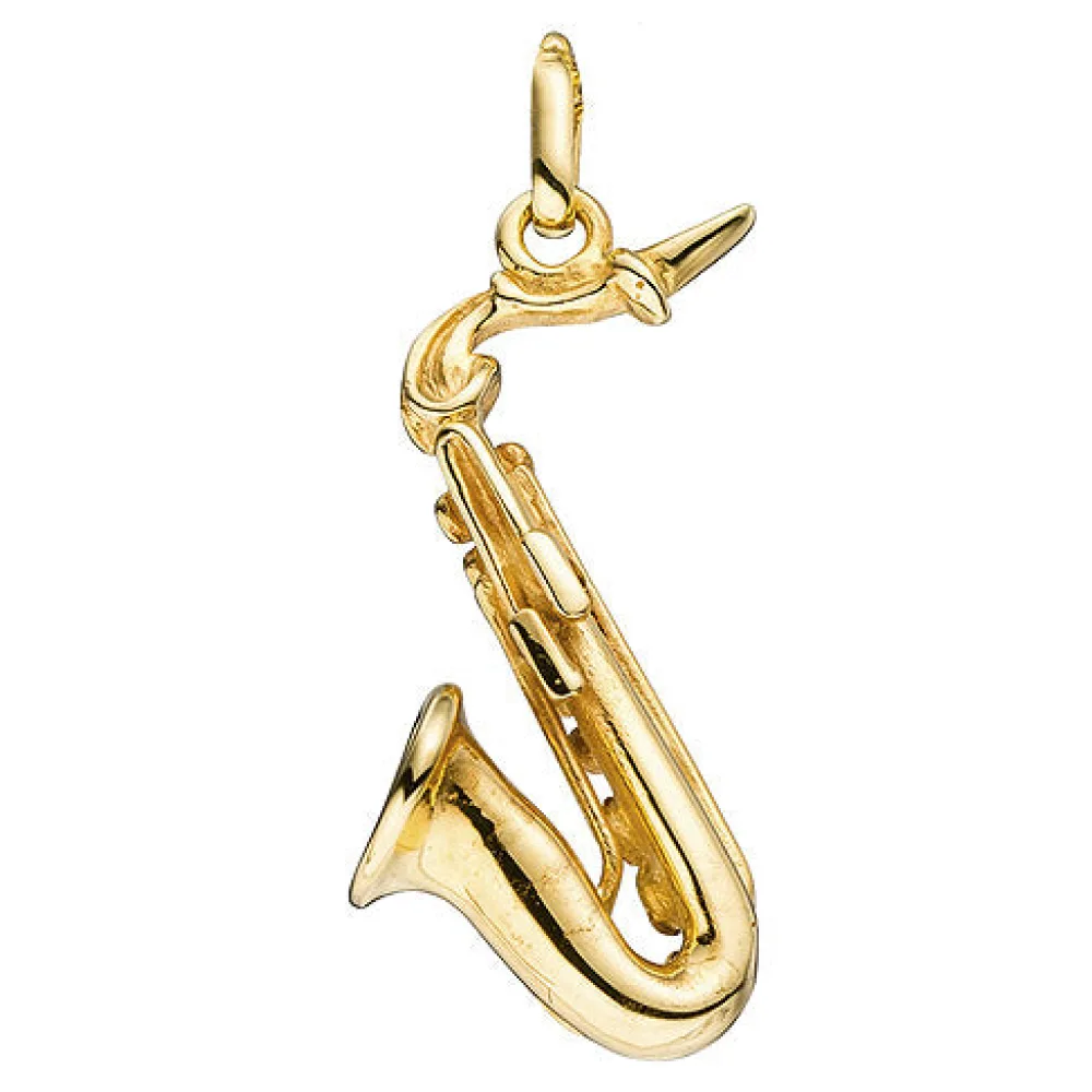 Anhänger Saxophon 925 Sterling Silber gold vergoldet