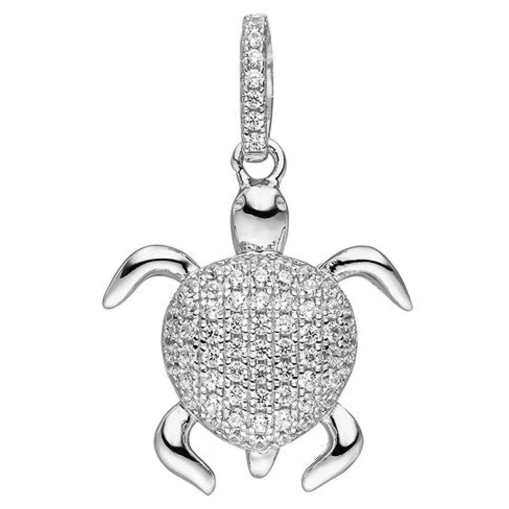 Anhänger Schildkröte 925 Sterling Silber mit Zirkonia Schildkrötenanhänger