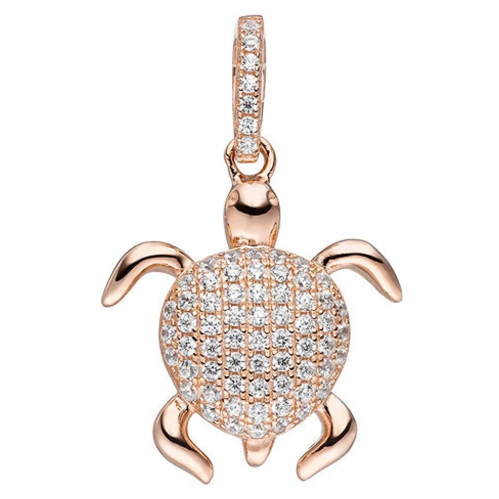 Anhänger Schildkröte 925 Sterling Silber rotgold vergoldet mit Zirkonia