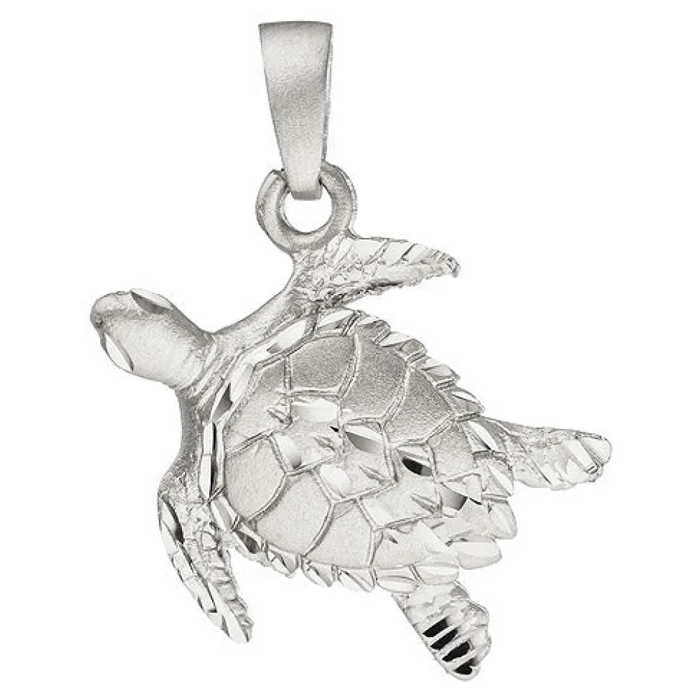 Anhänger Schildkröte 925 Sterling Silber teil matt Silberanhänger