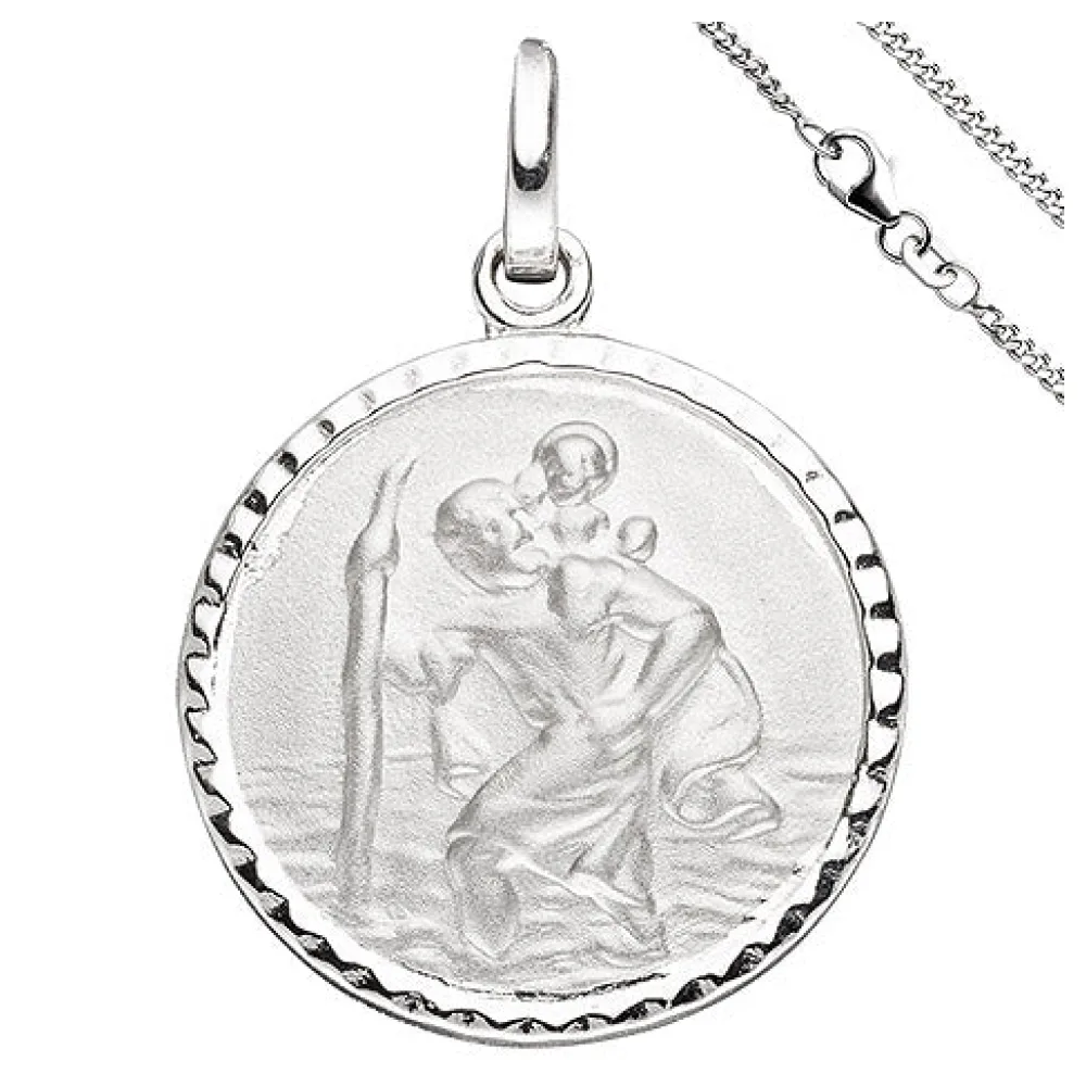 Anhänger Schutzpatron Christopherus 925 Sterling Silber mit Kette 42 cm