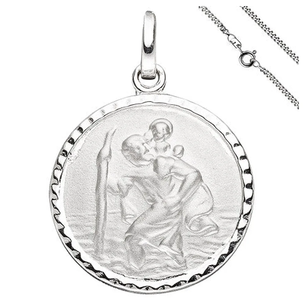 Anhänger Schutzpatron Christopherus 925 Sterling Silber mit Kette 50 cm