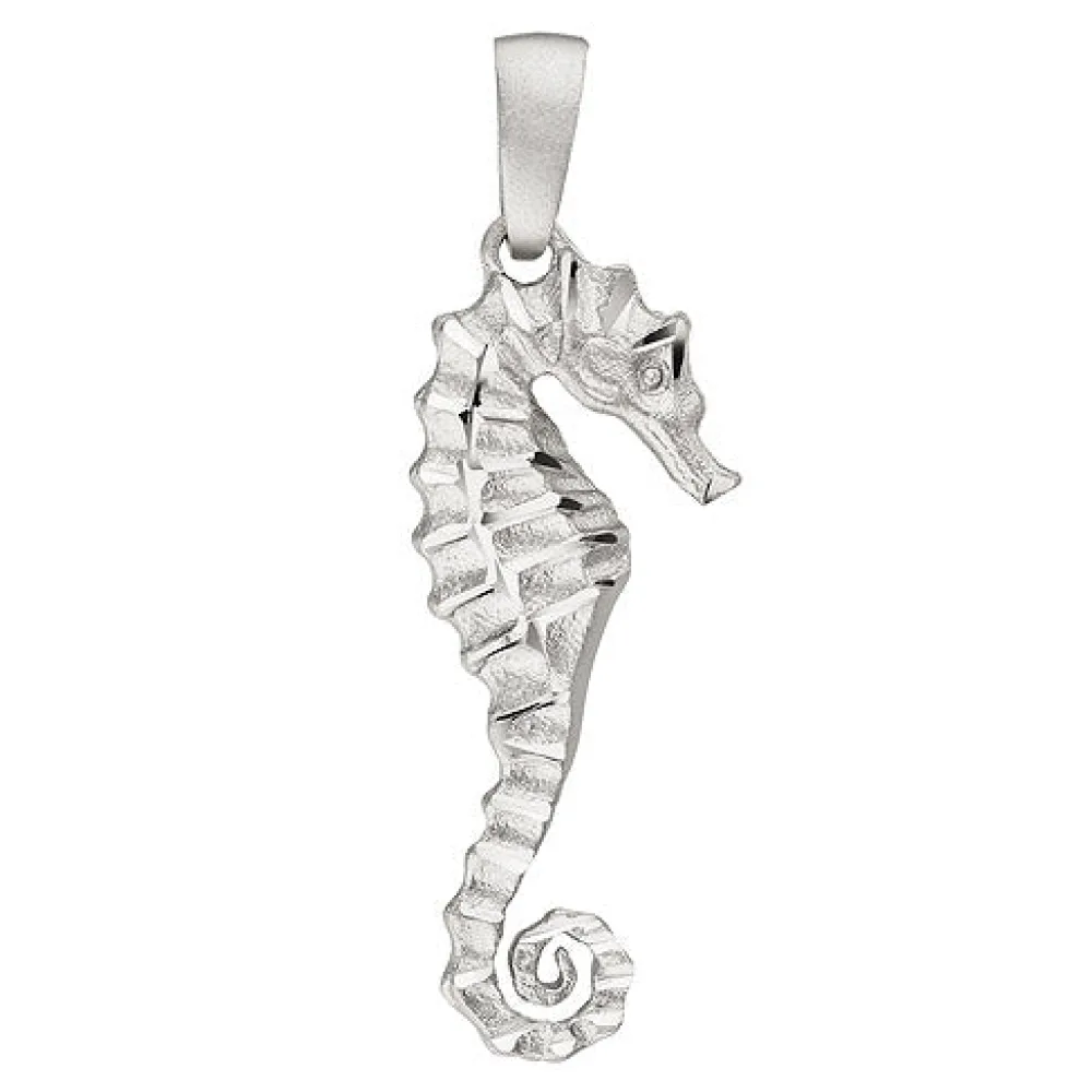 Anhänger Seepferdchen 925 Sterling Silber teil matt Silberanhänger