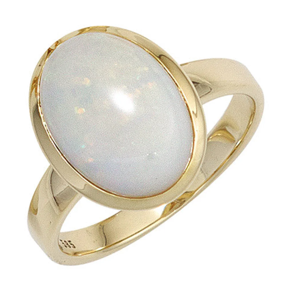 Damen Ring 585 Gold Gelbgold 1 Opal Goldring-50