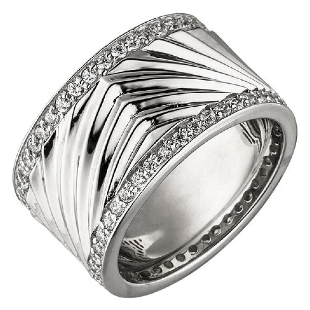 Damen Ring breit 925 Sterling Silber mit Zirkonia Silberring-64