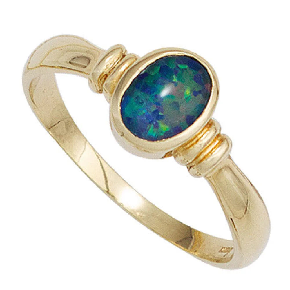 Damen Ring 585 Gold Gelbgold 1 Opal-Triplette Goldring-54