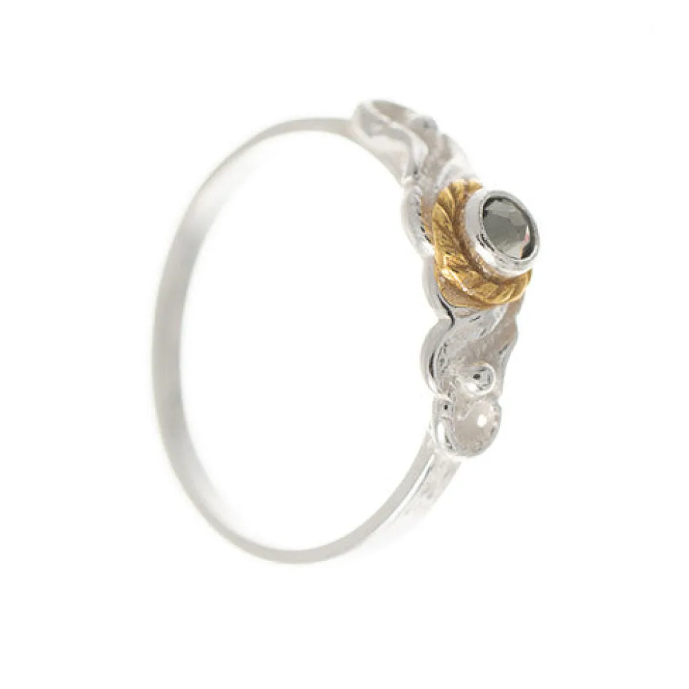 Ring 925 Silber Trachtenschmuck Zirkonia anthrazit