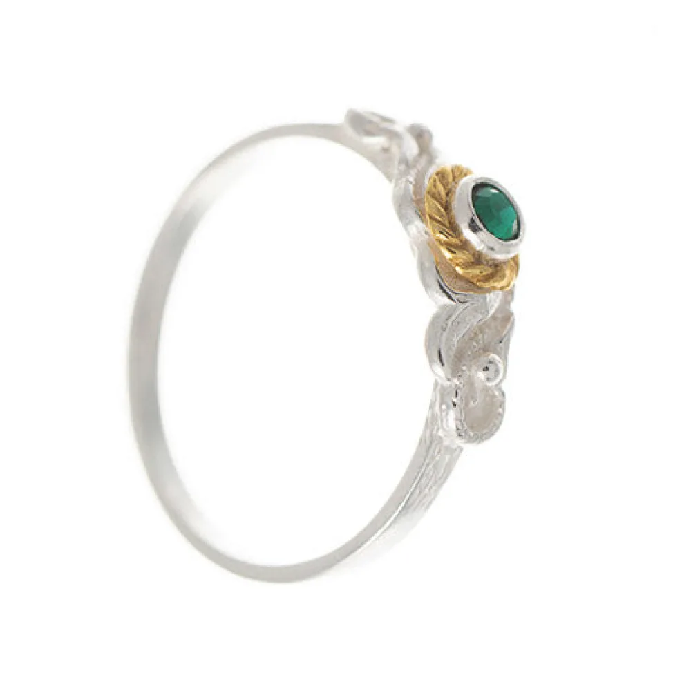 Ring 925 Silber Trachtenschmuck Zirkonia dunkelgrün