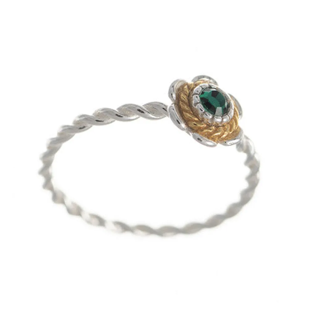Ring 925 Silber Trachtenschmuck Zirkonia dunkelgrün