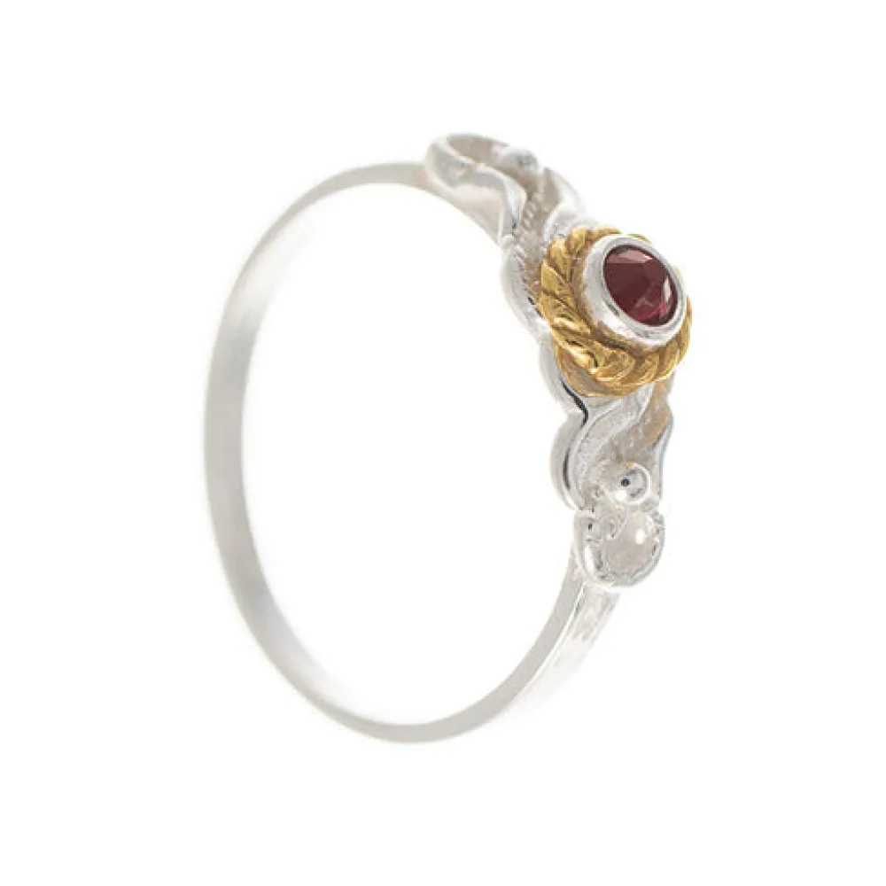 Ring 925 Silber Trachtenschmuck Zirkonia rot