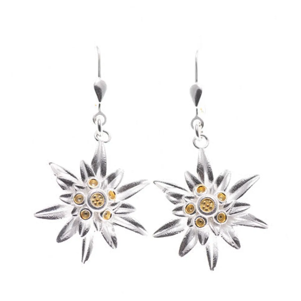 Ohrhänger 925 Silber Tracht Edelweiss L