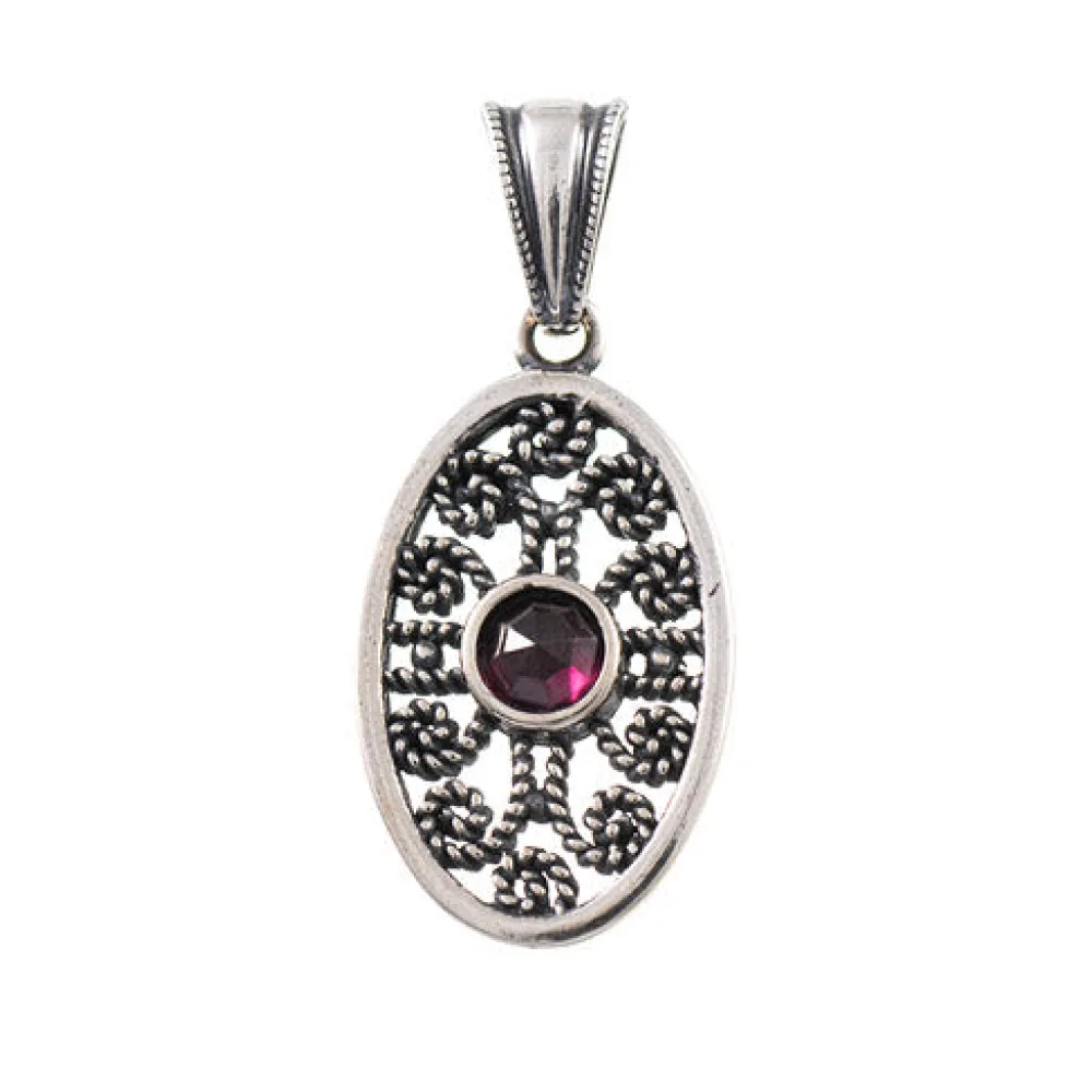 Anhänger 925 Silber Trachtenschmuck Granat
