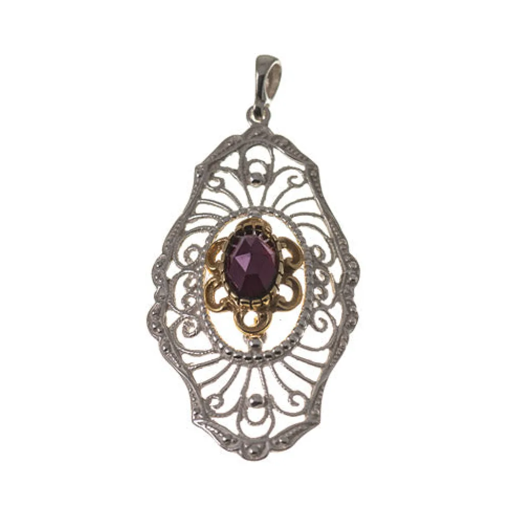 Anhänger 925 Silber Trachtenschmuck Granat