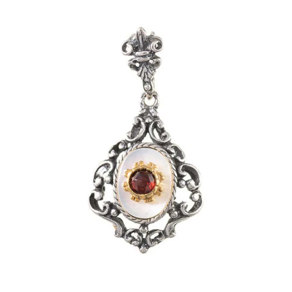 Anhänger 925 Silber Trachtenschmuck Perlmutt Granat