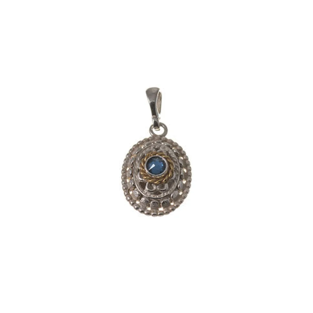 Anhänger 925 Silber Trachtenschmuck Zirkonia blau