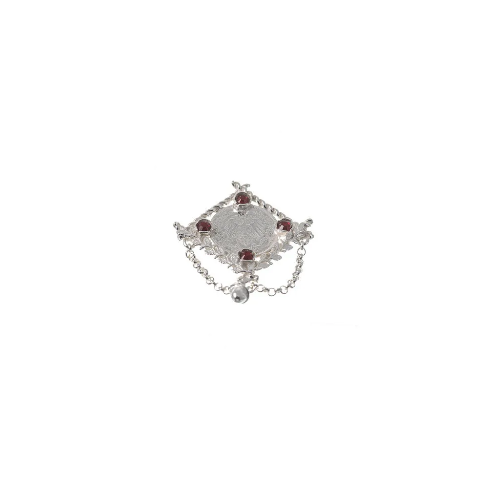 Brosche 925 Silber Trachtenschmuck Mark rot