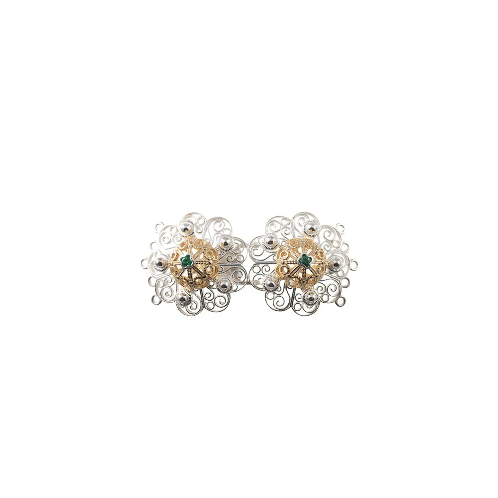 Schliesse Tracht 925 Silber Flor grün