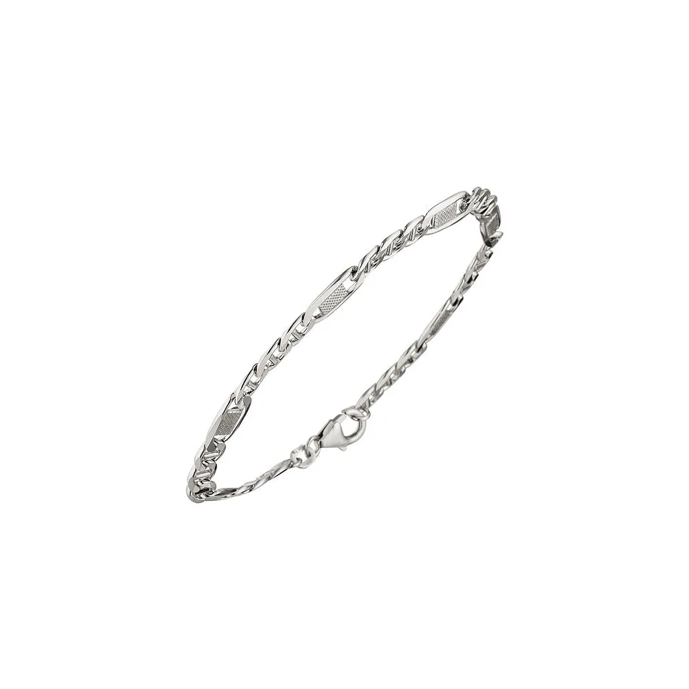 Panzer-Steg-Armband 925 Sterling Silber 21 cm Karabiner Silberarmband