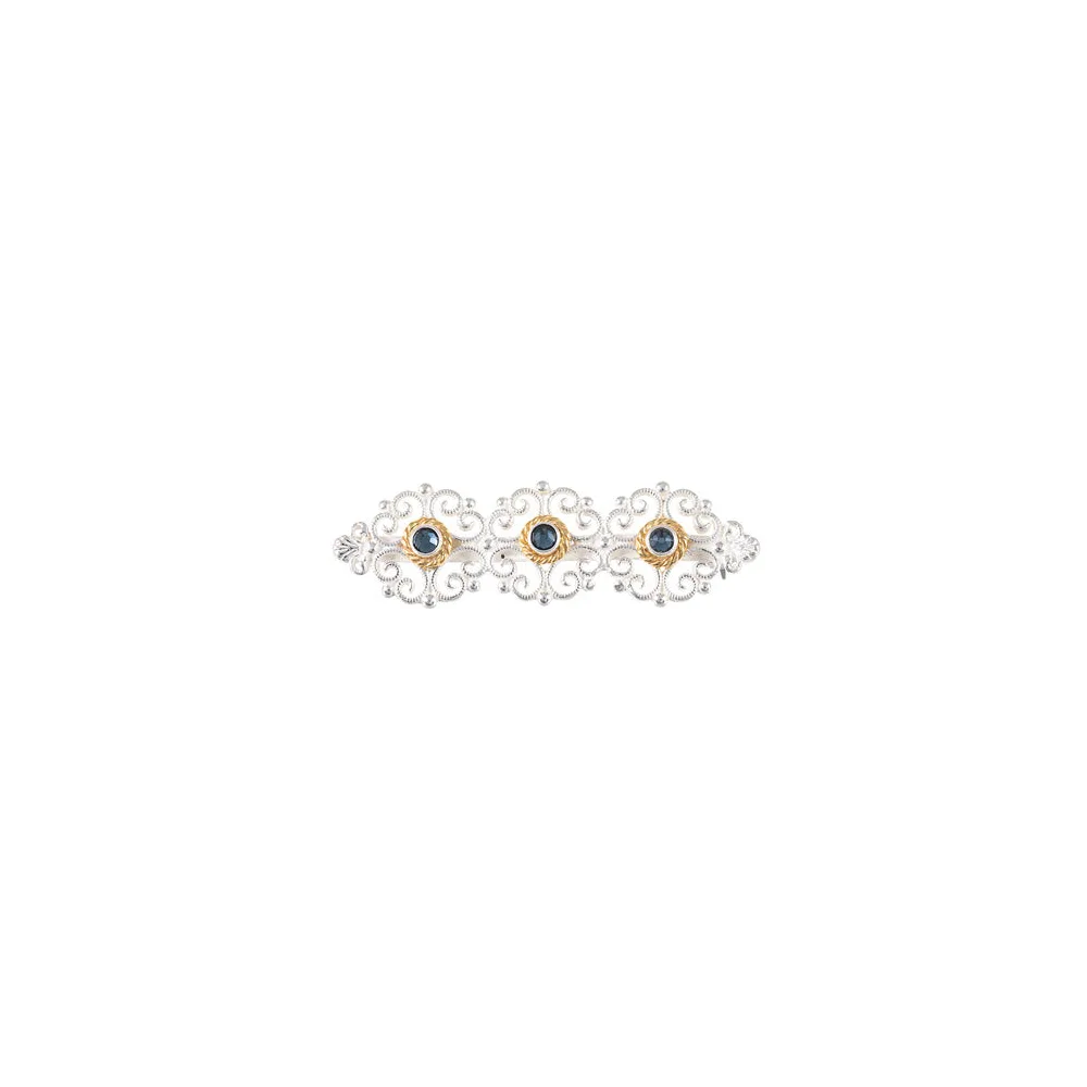 Brosche 925 Silber Trachtenschmuck Zirkonia blau