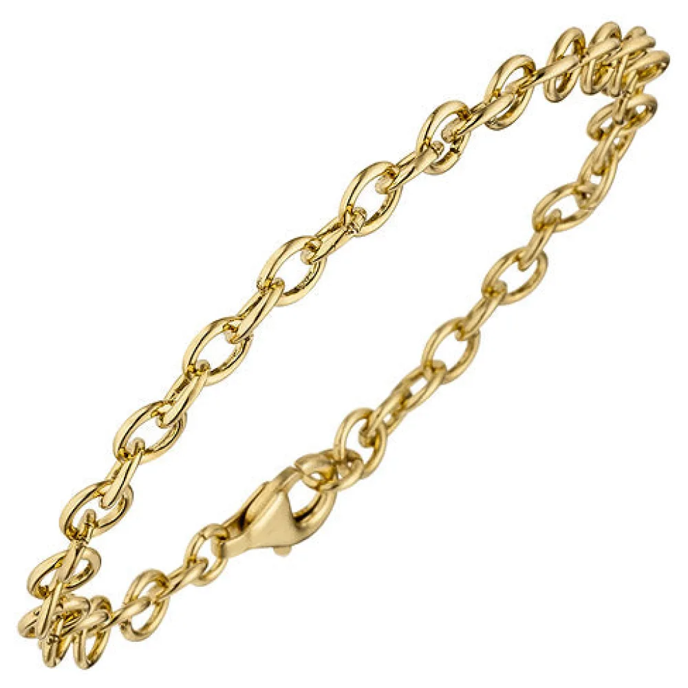 Rundankerarmband 925 Sterling Silber gold vergoldet 19 cm Armband Ankerarmband