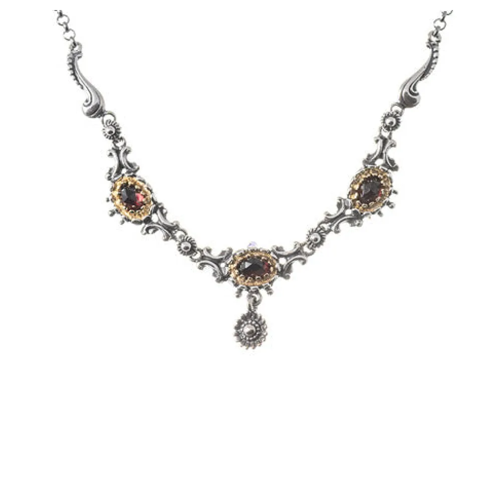 Collier 925 Silber Trachtenschmuck Granat