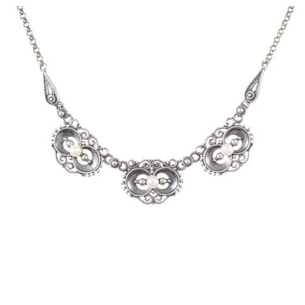 Collier 925 Silber Trachtenschmuck Perle